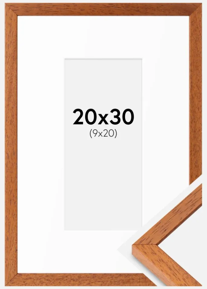 Ramme Ares Kirsebær 20x30 cm - Passepartout Hvid 10x21 cm