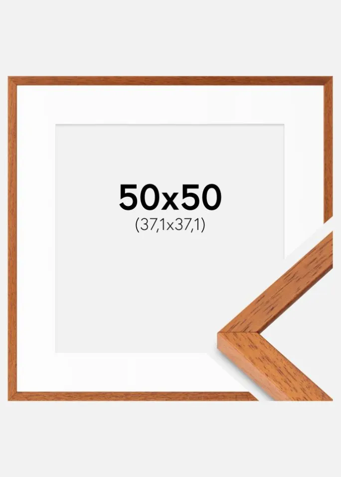 Ramme Ares Kirsebær 50x50 cm - Passepartout Hvid 15x15 inches