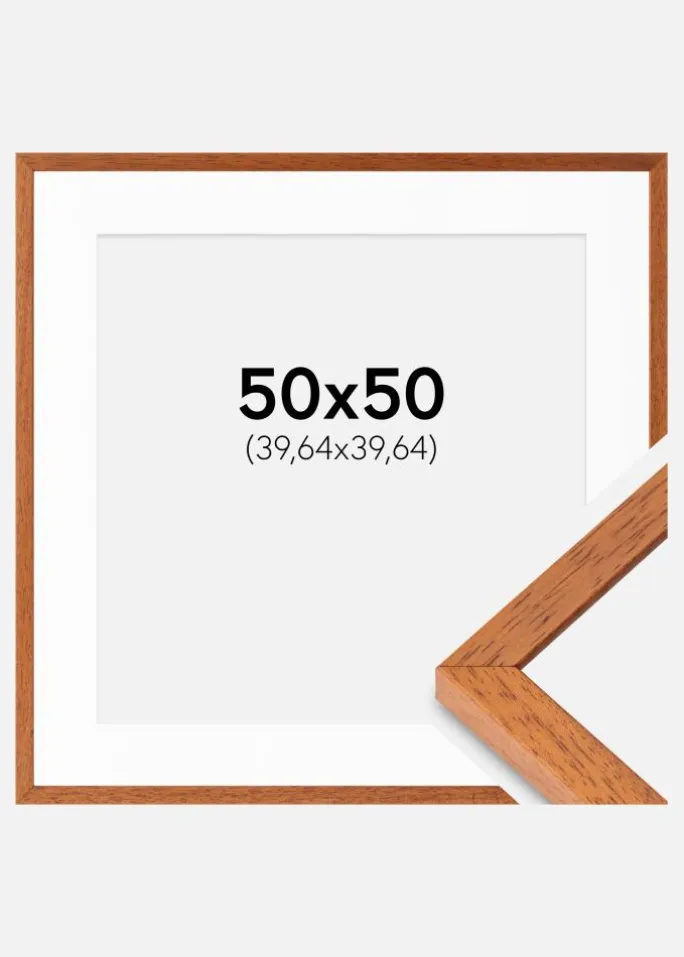 Ramme Ares Kirsebær 50x50 cm - Passepartout Hvid 16x16 inches