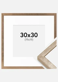Ramme Ares Messing 30x30 cm - Passepartout Hvid 20x20 cm
