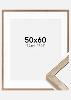 Ramme Ares Messing 50x60 cm - Passepartout Hvid 16x19 inches