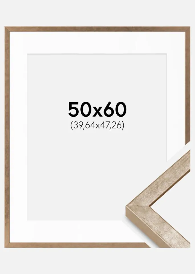 Ramme Ares Messing 50x60 cm - Passepartout Hvid 16x19 inches