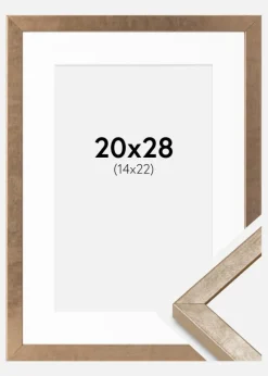 Ramme Ares Messing 20x28 cm - Passepartout Hvid 15x23 cm