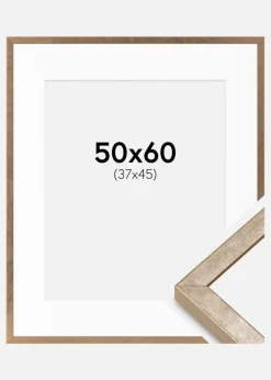 Ramme Ares Messing 50x60 cm - Passepartout Hvid 38x46 cm
