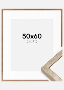 Ramme Ares Messing 50x60 cm - Passepartout Hvid 37x46 cm