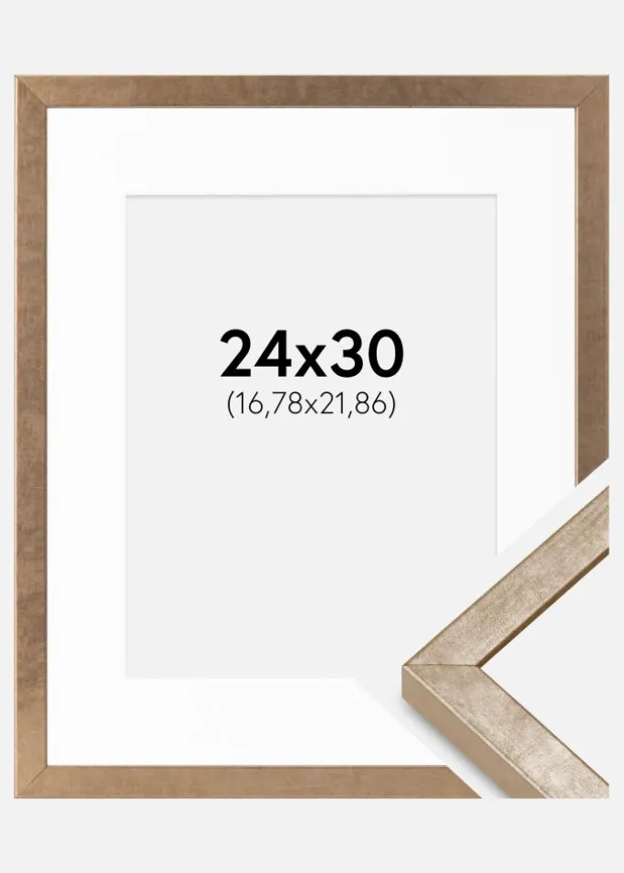 Ramme Ares Messing 24x30 cm - Passepartout Hvid 7x9 inches