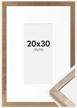 Ramme Ares Messing 20x30 cm - Passepartout Hvid 10x20 cm