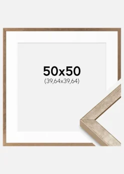 Ramme Ares Messing 50x50 cm - Passepartout Hvid 16x16 inches