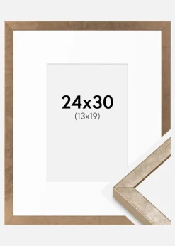 Ramme Ares Messing 24x30 cm - Passepartout Hvid 14x20 cm