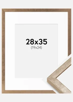 Ramme Ares Messing 28x35 cm - Passepartout Hvid 20x25 cm