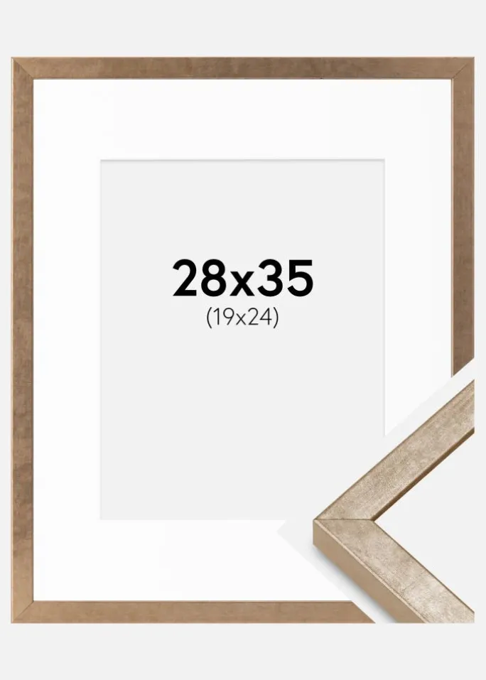 Ramme Ares Messing 28x35 cm - Passepartout Hvid 20x25 cm