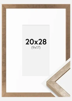 Ramme Ares Messing 20x28 cm - Passepartout Hvid 10x18 cm