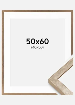 Ramme Ares Messing 50x60 cm - Passepartout Hvid 41x51 cm