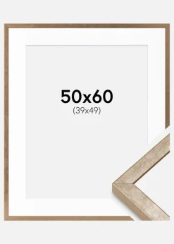 Ramme Ares Messing 50x60 cm - Passepartout Hvid 40x50 cm