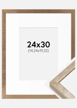Ramme Ares Messing 24x30 cm - Passepartout Hvid 6x8 inches