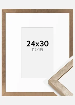 Ramme Ares Messing 24x30 cm - Passepartout Hvid 13x20 cm