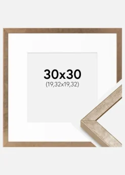 Ramme Ares Messing 30x30 cm - Passepartout Hvid 8x8 inches