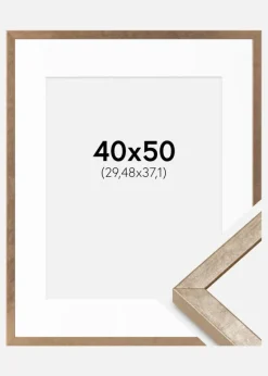 Ramme Ares Messing 40x50 cm - Passepartout Hvid 12x15 inches