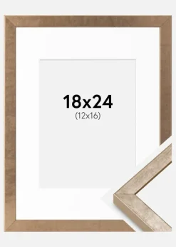 Ramme Ares Messing 18x24 cm - Passepartout Hvid 13x17 cm