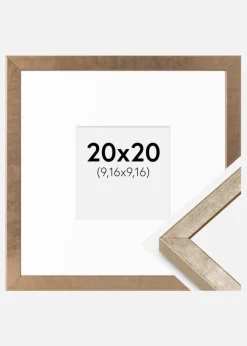 Ramme Ares Messing 20x20 cm - Passepartout Hvid 4x4 inches