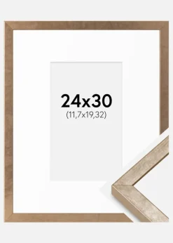 Ramme Ares Messing 24x30 cm - Passepartout Hvid 5x8 inches