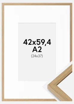 Ramme Ares Naturlig Eg 42x59,4 cm - Passepartout Hvid 25x38 cm