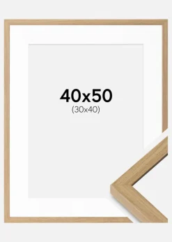 Ramme Ares Naturlig eg 40x50 cm - Passepartout Hvid 31x41 cm