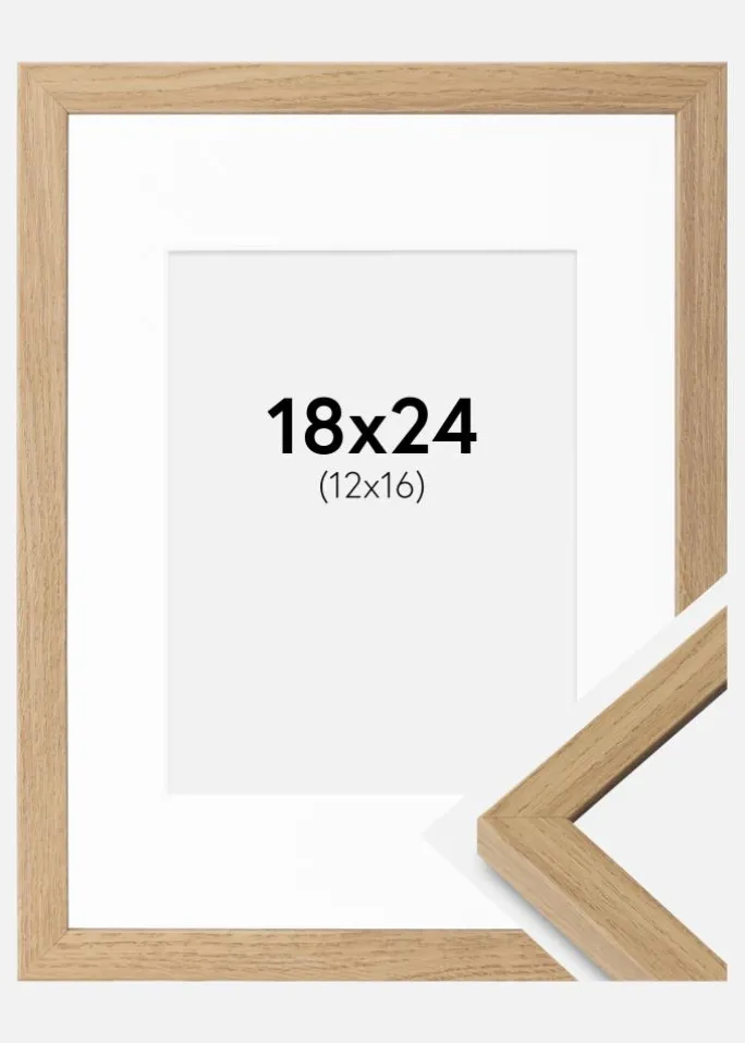 Ramme Ares Naturlig eg 18x24 cm - Passepartout Hvid 13x17 cm
