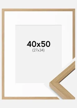 Ramme Ares Naturlig eg 40x50 cm - Passepartout Hvid 28x35 cm