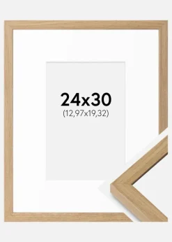 Ramme Ares Naturlig Eg 24x30 cm - Passepartout Hvid 5,5x8 inches