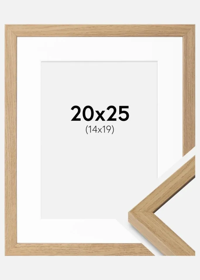 Ramme Ares Naturlig Eg 20x25 cm - Passepartout Hvid 15x20 cm