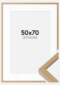 Ramme Ares Naturlig Eg 50x70 cm - Passepartout Hvid 15x23 inches