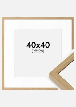 Ramme Ares Naturlig Eg 40x40 cm - Passepartout Hvid 29x29 cm