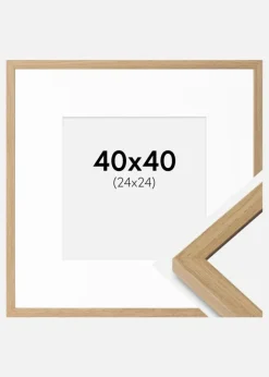 Ramme Ares Naturlig Eg 40x40 cm - Passepartout Hvid 25x25 cm