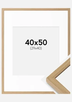 Ramme Ares Naturlig Eg 40x50 cm - Passepartout Hvid 30x41 cm