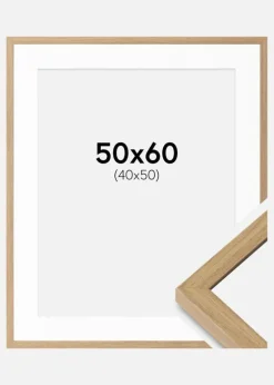 Ramme Ares Naturlig Eg 50x60 cm - Passepartout Hvid 41x51 cm