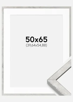 Ramme Ares Sølv 50x65 cm - Passepartout Hvid 16x22 inches
