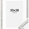 Ramme Ares Sølv 20x28 cm - Passepartout Hvid 15x23 cm