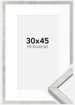 Ramme Ares Sølv 30x45 cm - Passepartout Hvid 8x14 inches