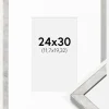Ramme Ares Sølv 24x30 cm - Passepartout Hvid 5x8 inches