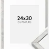 Ramme Ares Sølv 24x30 cm - Passepartout Hvid 7x9 inches