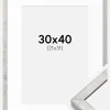 Ramme Ares Sølv 30x40 cm - Passepartout Hvid 22x32 cm