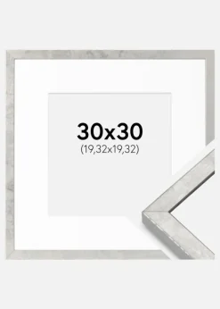 Ramme Ares Sølv 30x30 cm - Passepartout Hvid 8x8 inches