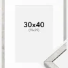 Ramme Ares Sølv 30x40 cm - Passepartout Hvid 20x30 cm