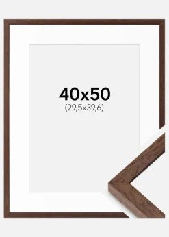 Ramme Ares Teak 40x50 cm - Passepartout Hvid 12x16 inches