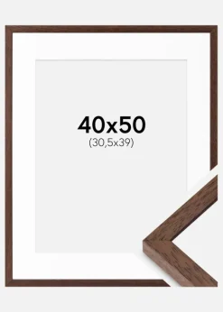 Ramme Ares Teak 40x50 cm - Passepartout Hvid 31,5x40 cm