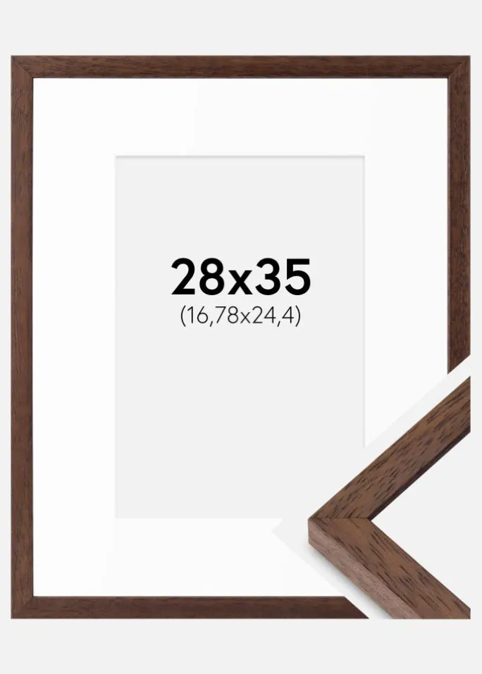 Ramme Ares Teak 28x35 cm - Passepartout Hvid 7x10 inches