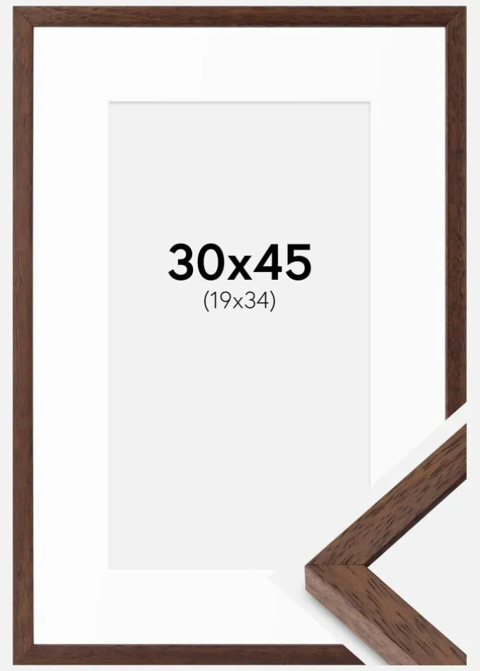 Ramme Ares Teak 30x45 cm - Passepartout Hvid 20x35 cm