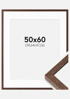 Ramme Ares Teak 50x60 cm - Passepartout Hvid 16x19 inches