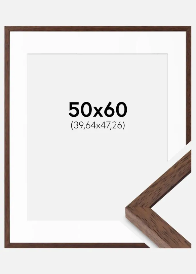 Ramme Ares Teak 50x60 cm - Passepartout Hvid 16x19 inches